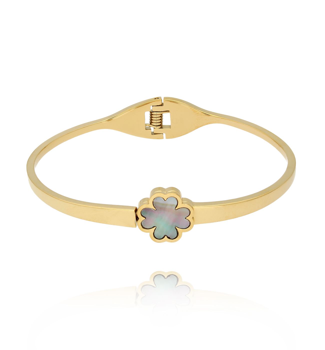 Bransoletka obręcz z koniczynką Balance - By Dziubeka