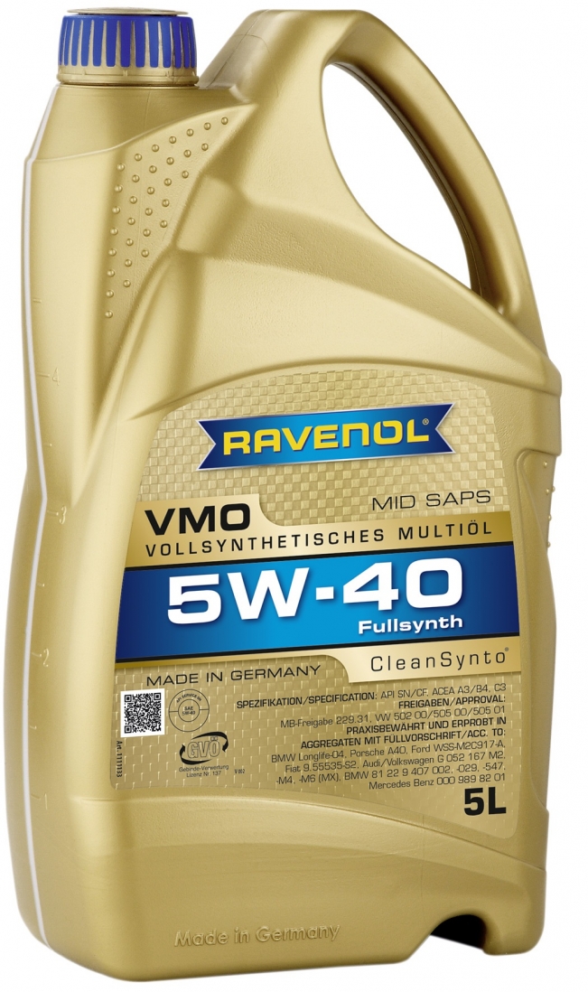 RAVENOL VMO 5W40 CLEANSYNTO SN/CF C3 505.01 5L - Petrostar