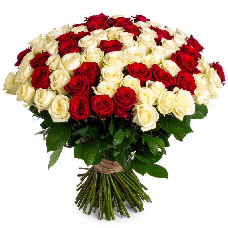 Bukiet biało czerwonych kwiatów