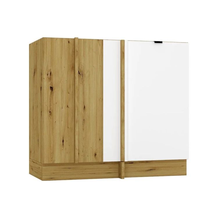 Szafka kuchenna narożna Stolkar GIANNA DNP90 P/L biała alaska/dąb artisan 1 szt