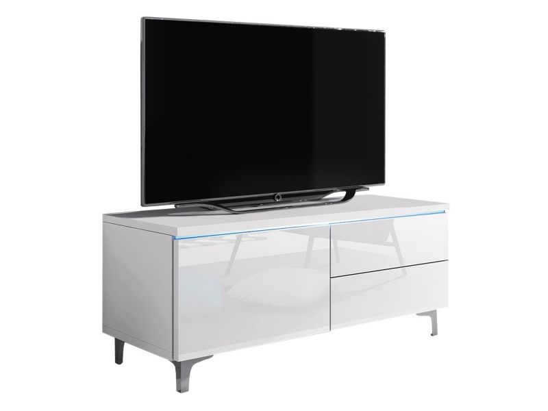 Szafka RTV MIRJAN 24 XIW Lewa biały + biały połysk 1 szt.