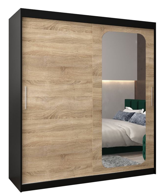 Szafa przesuwna Garderoba Abiks PROMO T2 180 czarny/sonoma 1 szt.