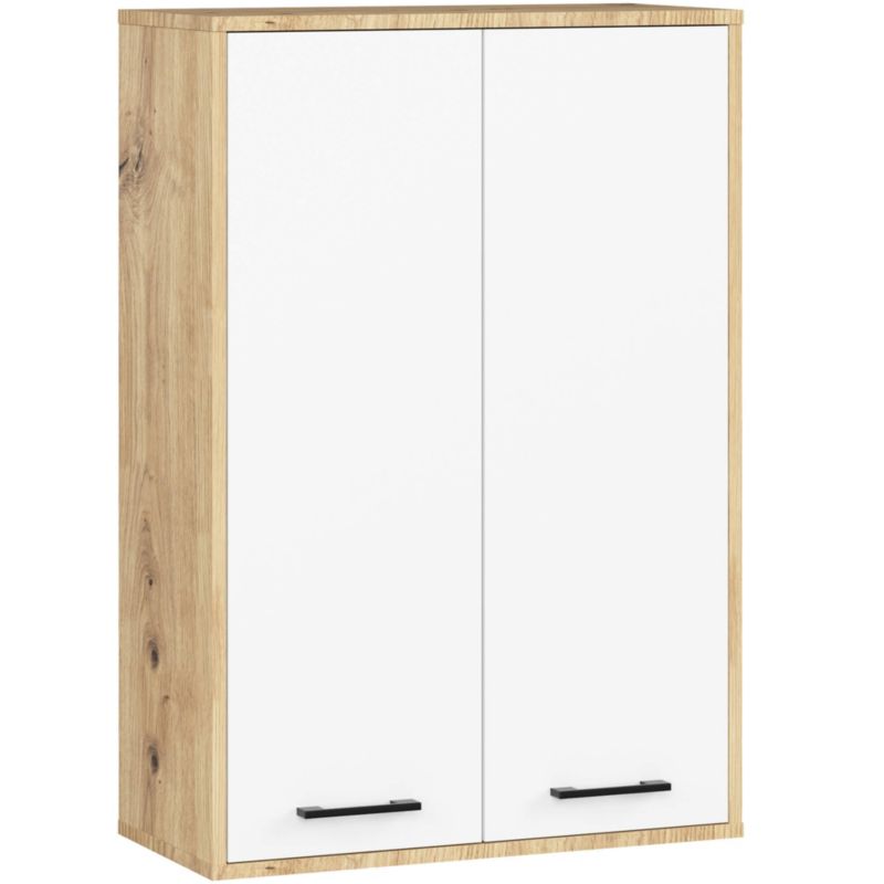 Szafka łazienkowa wisząca AKORD FIN Dąb Artisan, Biała 64 cm 2 drzwi 64x30x94 cm 1 szt.
