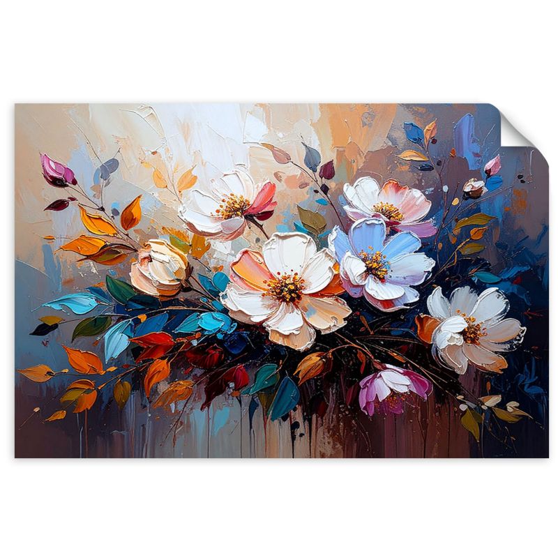 Naklejka samoprzylepna Feeby Bukiet Kwiatów Kolorowa Abstrakcja 90x60cm 1szt