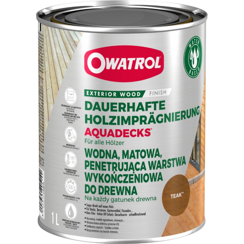 Saturator do wszystkich gatunków drewna Owatrol Aquadecks Teak 1L 1 szt.