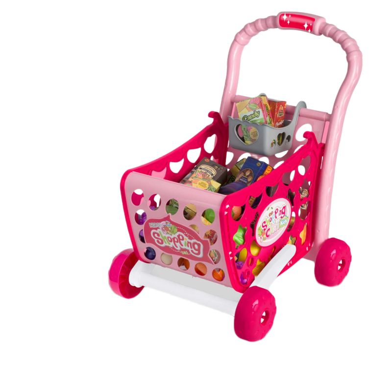 Wózek na zakupy Ricokids RK-734 koszyk sklepowy dla dzieci + akcesoria różowy 1szt.