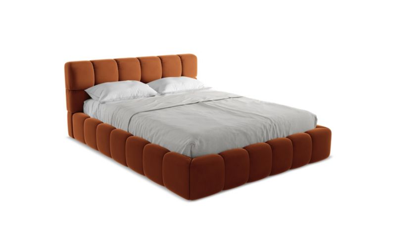 Łóżko LaMiaSofa Nalu z weluru 160x200 terakota 1 szt.