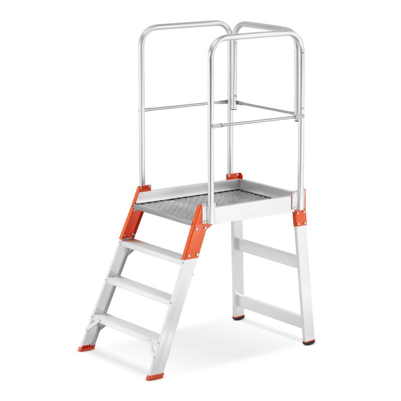 Drabina aluminiowa magazynowa ALOSS mostek podest magazynowy 4 stopnie 2,87m TUV 1 szt.