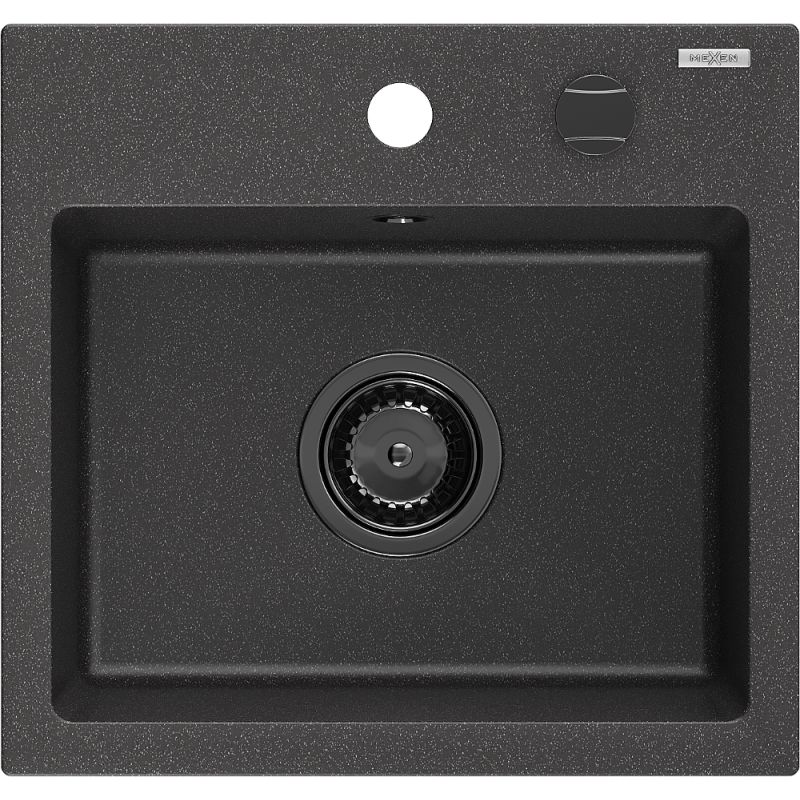 Zlewozmywak wpuszczany Mexen Milo 1-komorowy czarny/srebrny metalik 435x410 mm - 6505441000-73-G 1 szt.