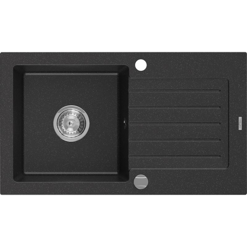 Zlewozmywak wpuszczany Mexen Pablo 1-komorowy czarny/srebrny metalik 752x436mm - 6510751010-73-B 1 szt.