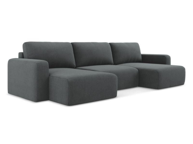 Sofa panoramiczna z funkcją spania LaMiaSofa OSTIA z tkaniny strukturalnej 332x149 cm szary 1 szt.