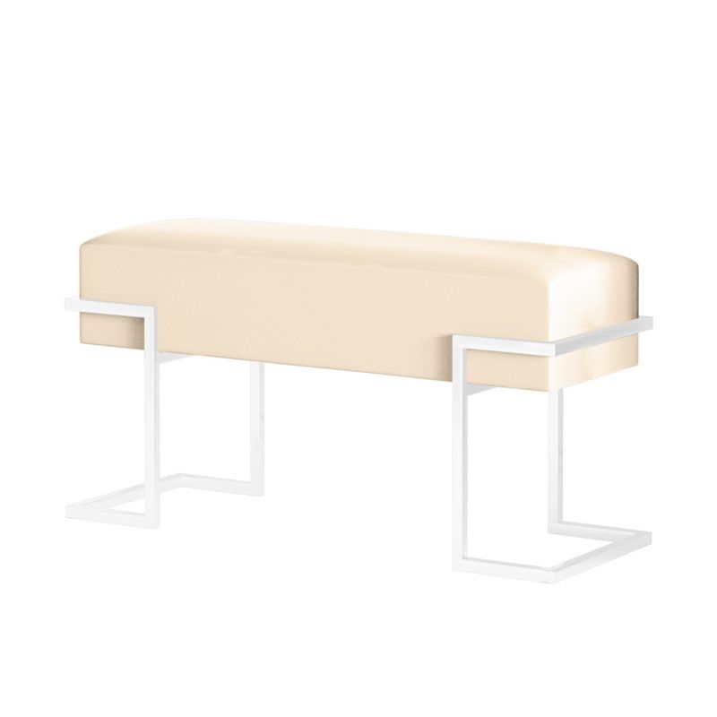 Ławka tapicerowana Bettso Cely 80 cm do przedpokoju na białym stelażu jasnobeżowy 1szt.