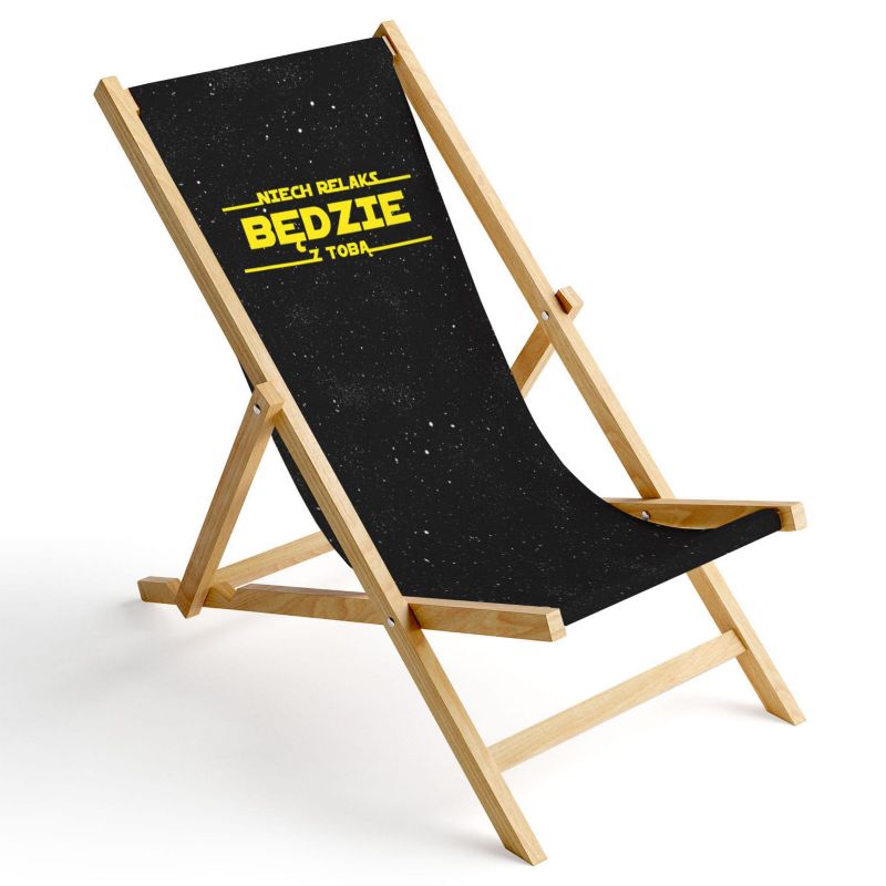 Leżak ogrodowy Ferocity drewniany składany Niech relaks będzie z tobą 1 szt.