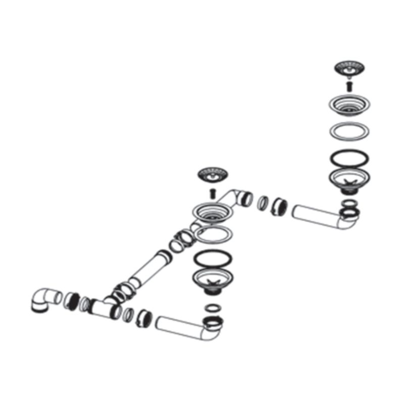 Syfon do zlewozmywaków kuchennych 2 komorowych, GranMaster, korek manualny chrom 1 szt.
