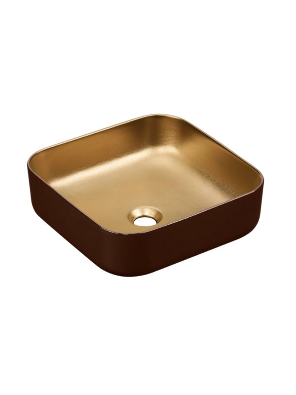 Umywalka nablatowa Uptrend CELIA kwadratowa burgundowy-złoty mat 1 szt.