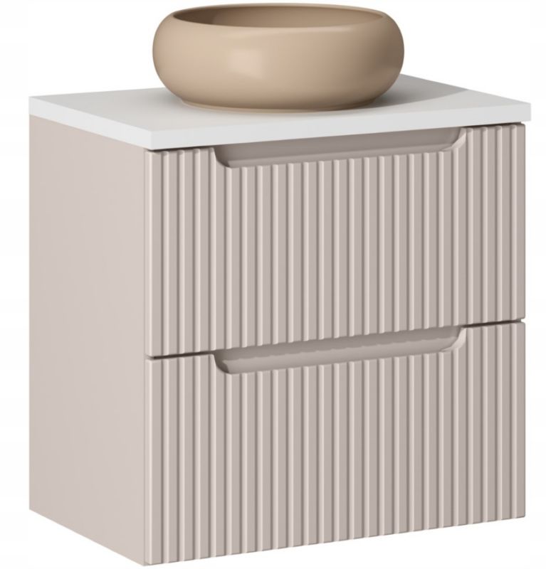 Szafka pod Umywalkę łazienkowa 60 cm Wisząca z Blatem Biały Nova Kaszmir Kaszmirowa z Umywalką Furnidea 1 szt.