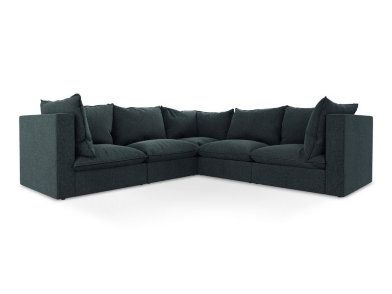 Modułowy narożnik LaMiaSofa RAVENNA z tkaniny welwetowej 255x255 cm morski 1 szt.