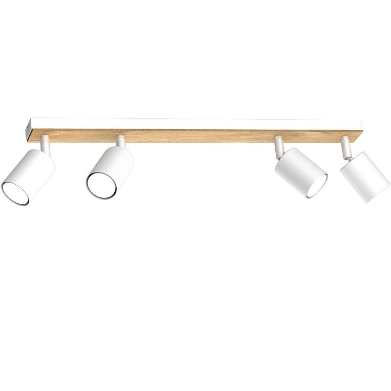Lampa sufitowa Luminex Tulon biały mat-jasne drewno Listwa z lampami 4 x GU10 x 8W wym: 15,5 x 60 x 5,5 cm - 1 szt.