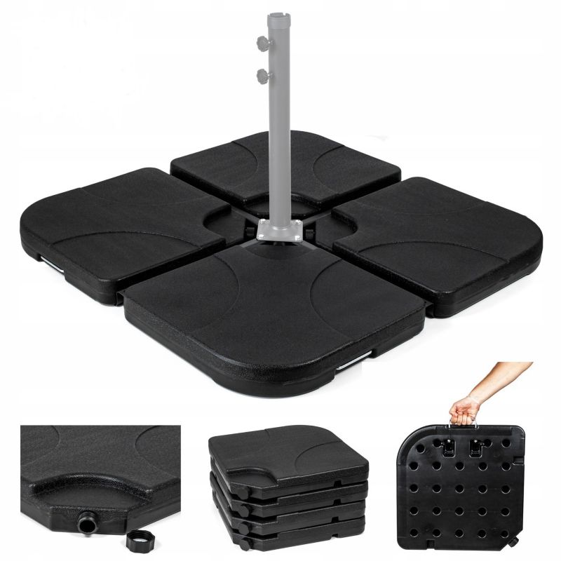 Podstawa parasola ogrodowego Sapphire obciążenie 4 x 15 kg czarna kpl