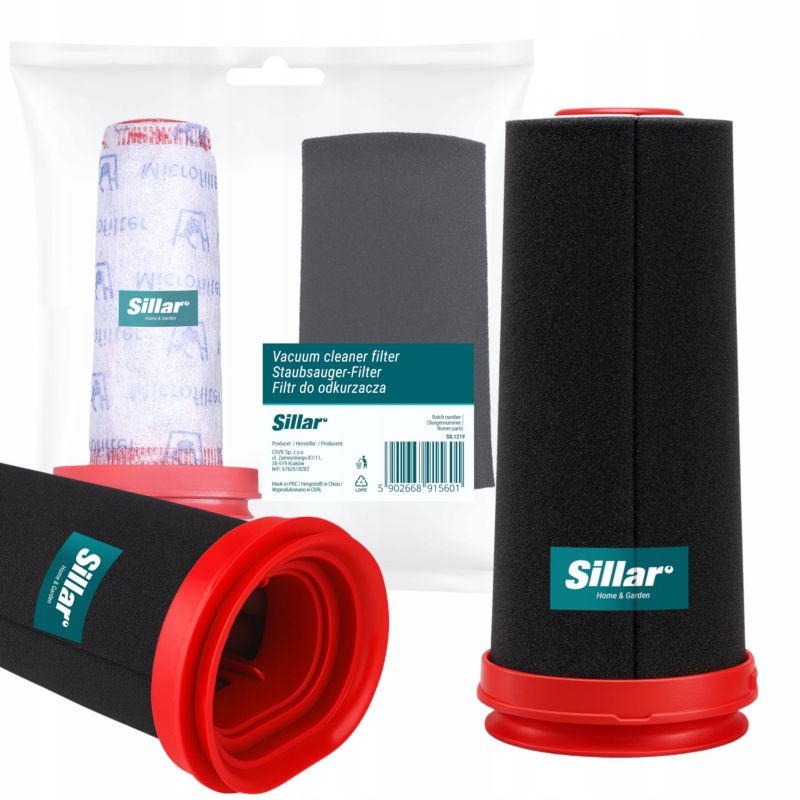 Filtry do odkurzacza, Sillar, zmywalne, główny, gąbkowy, zamienniki do Bosch Flexxo Serie 4 BBH BCH PL, 2szt