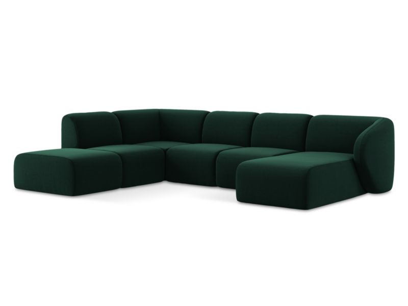 Sofa panoramiczna LaMiaSofa CERVO z tkaniny welwetowej 325x236 cm butelkowa zieleń 1 szt.