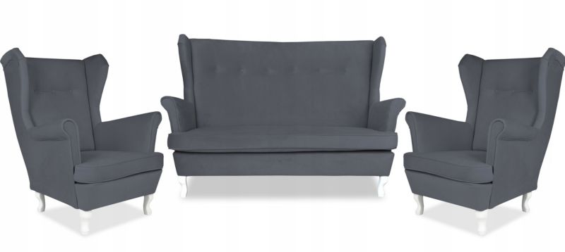 Zestaw wypoczynkowy uszak do salonu sofa fotele Family Meble ARI grafitowy 1szt