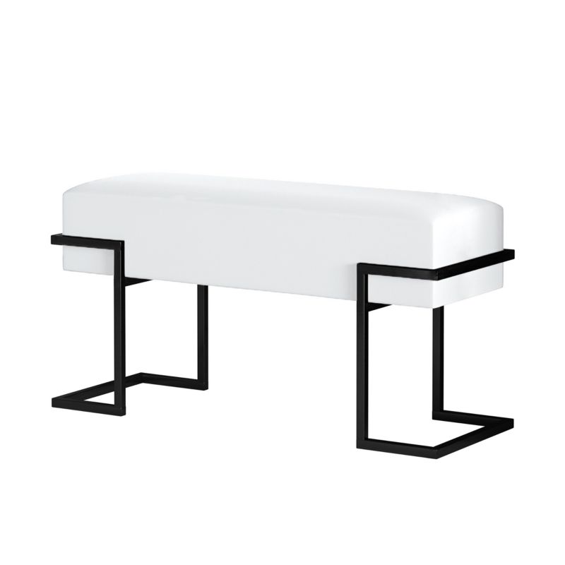 Ławka tapicerowana Bettso Cely 100 cm do przedpokoju na czarnym stelażu biały ecru 1szt.
