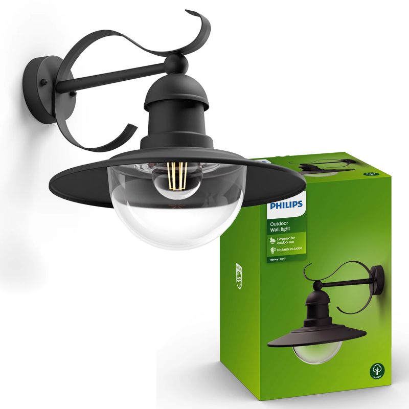 Kinkiet Ogrodowy Philips Lampa Elewacyjna Zewnętrzna Latarnia E27 IP44 Czarna Topiary 1 szt.