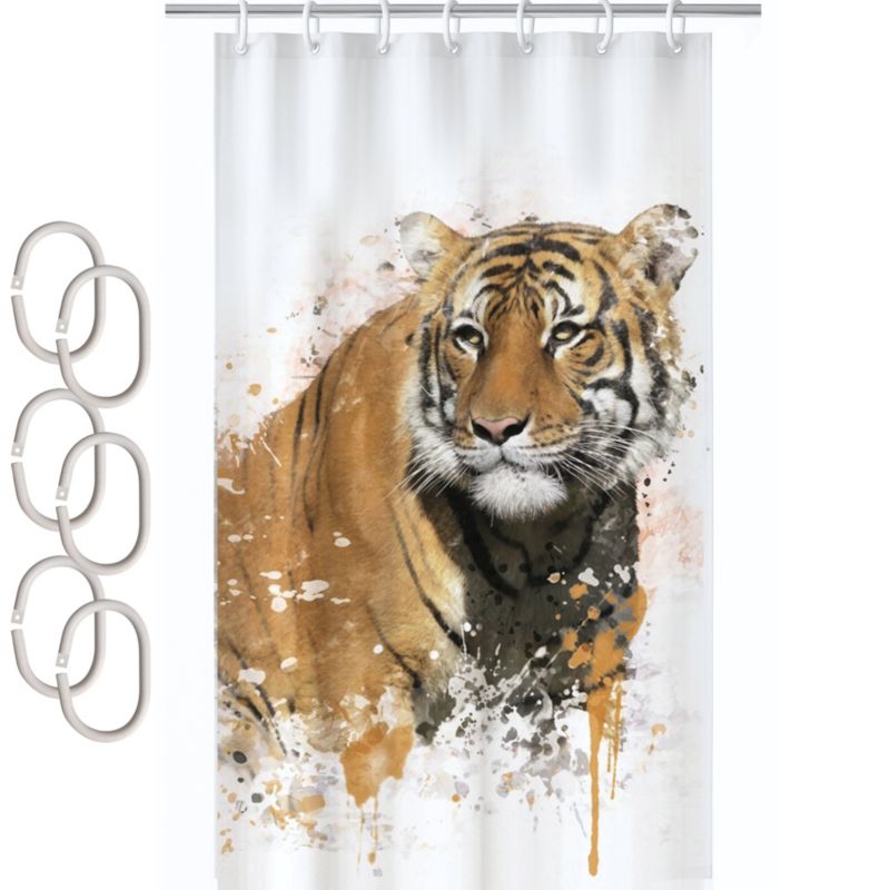 Zasłona prysznicowa Estiva tekstylna 180x200 wzór TIGER 1 szt.