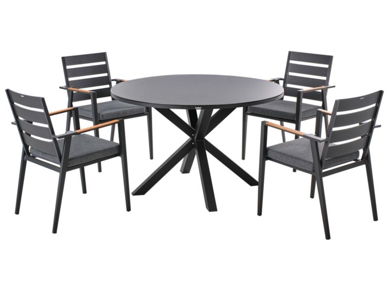 Zestaw ogrodowy dla 4 osób Maletto/taviano z poduszkami Metal Czarny 1 kpl