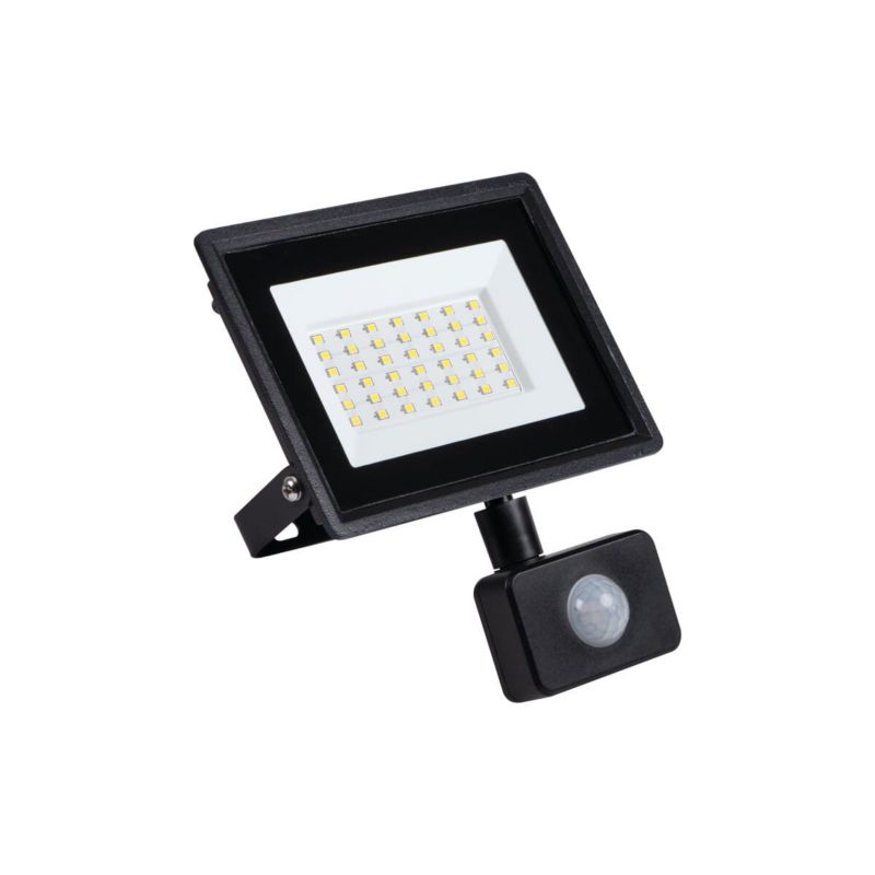 Naświetlacz LED z czujnikiem ruchu Miledo czarno-transparentny LED 30W 4000k 2650lm IP44 wym: 18,8 x 15 x 5,3 cm - 1 szt.