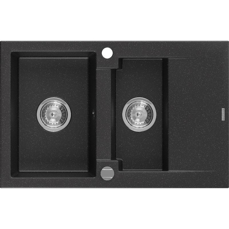 Zlewozmywak wpuszczany Mexen Gaspar 1,5-komorowy czarny/srebrny metalik 737x475 mm - 6507731505-73-G 1 szt.