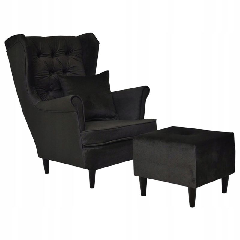 Fotel uszak do salonu z podnóżkiem Family Meble Gaja ciemno szary 1szt