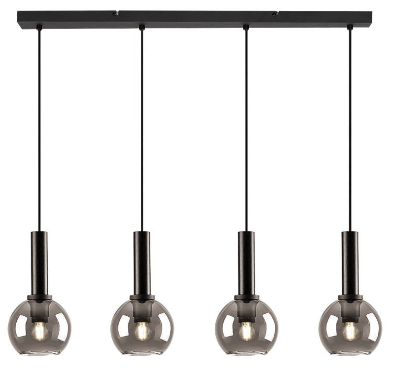 Lampa wisząca Rabalux Centio czarna-szkło dymne wym: 120 x 78 x 15 cm 4xE27 x 1 szt.