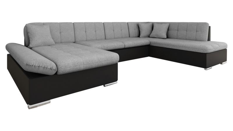 Narożnik z funkcją spania MIRJAN 24 Bergen lewy czarna ekoskóra/szary 1 szt.