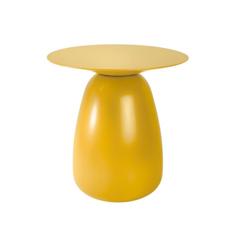 Stolik drewniany Kayani Baobab 34 śr. 32,5 cm żółty 1 szt.