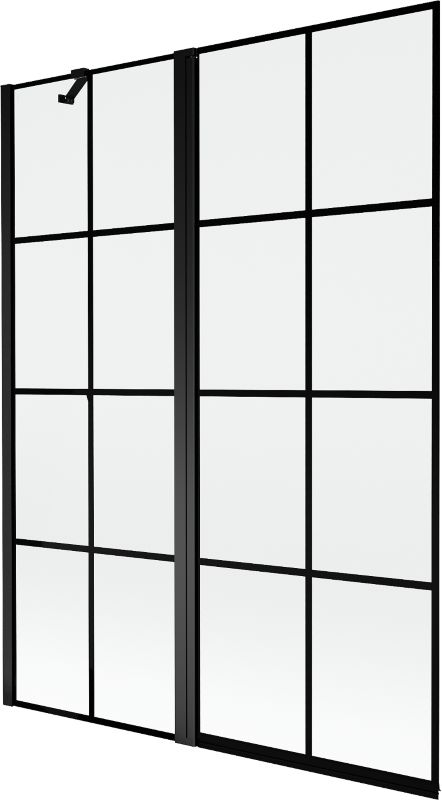 Parawan nawannowy Mexen Mist czarna kratka 130x150 2-skrzydłowy lewy 1 szt