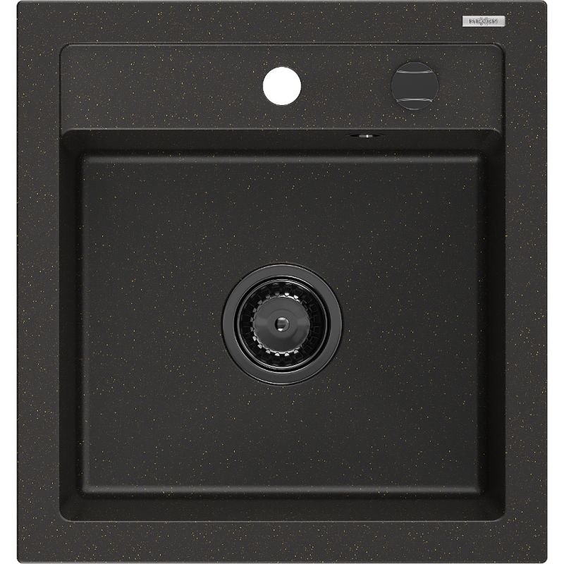 Zlewozmywak wpuszczany Mexen Vito 1-komorowy czarny/złoty metalik 520x490 mm 6503521000-75-B