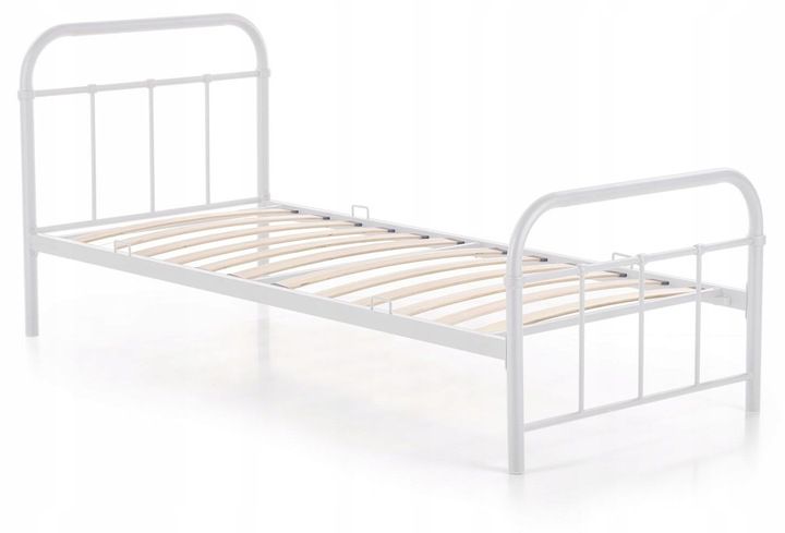 Łóżko Metalowe PABLO Mebel Elite 90x200 Jednoosobowe Stelaż Drewniany Młodzieżowe Białe 1 szt.