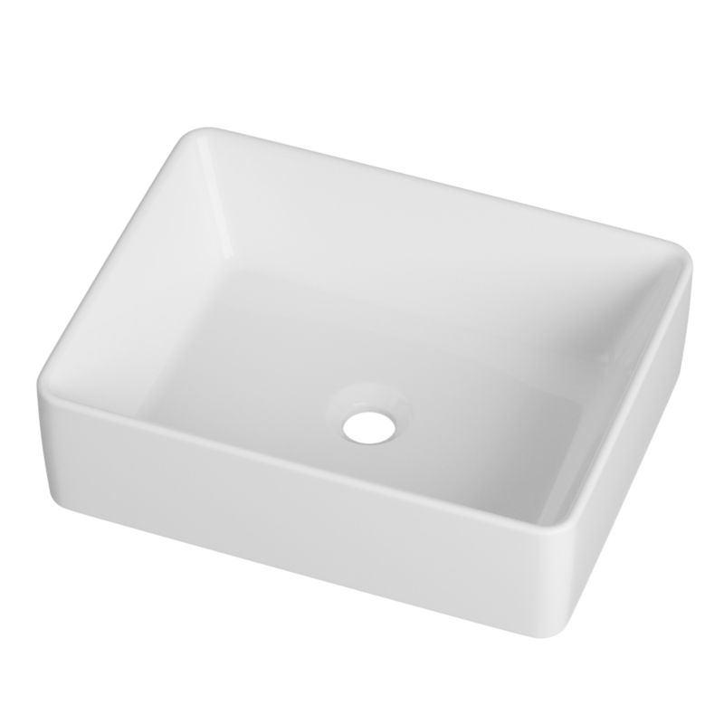 Umywalka Nablatowa Łazienkowa Granitan Evo 48x37cm Prostokątna Ceramiczna Biała 1szt.