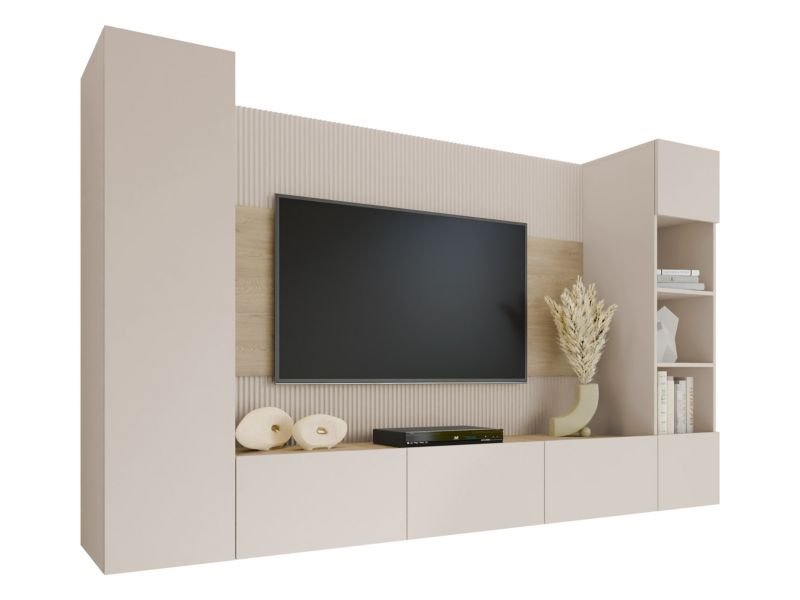 Meblościanka MIRJAN 24 Deromi IV beż piaskowy + dąb cremona 1 kpl.