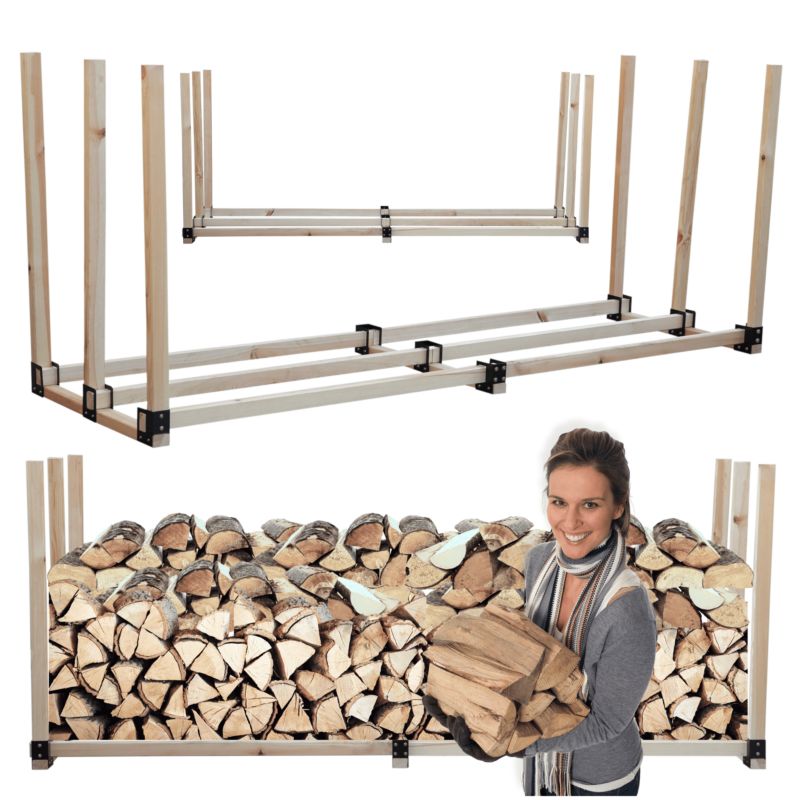 Stojak na drewno kominkowe MODO24 opałowe wiata zewnętrzny drewutnia 1,9 m3 1 szt.