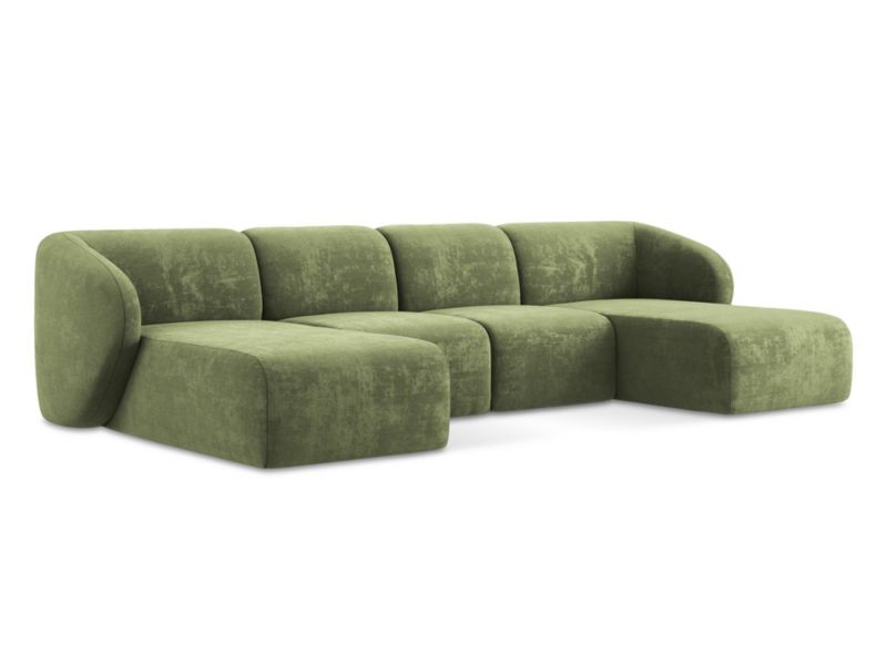 Sofa panoramiczna LaMiaSofa CERVO z tkaniny szenilowej 370x170 cm zielony 1 szt.