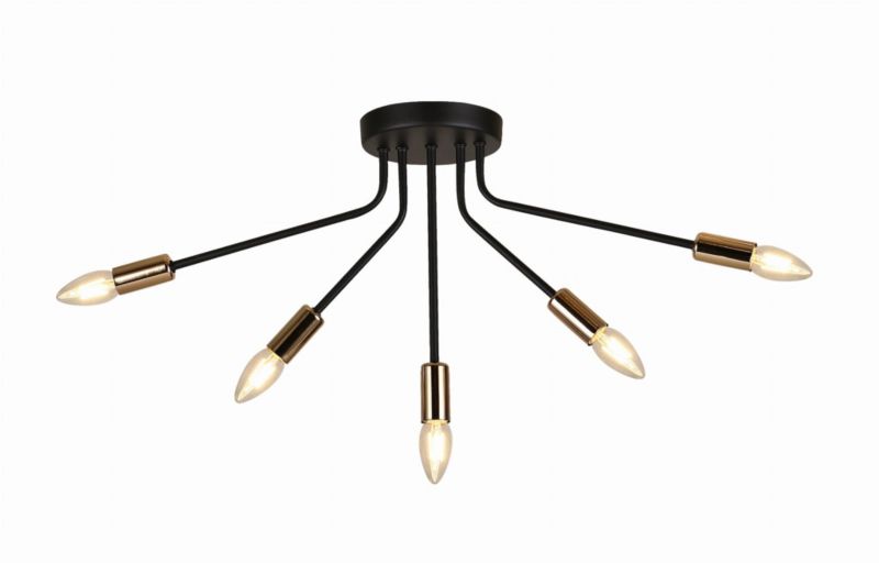 Lampa sufitowa wisząca Candellux Tiara czarno-złota wym: 32 x 68 x 15 cm 5xE14 x 40W 1 szt.