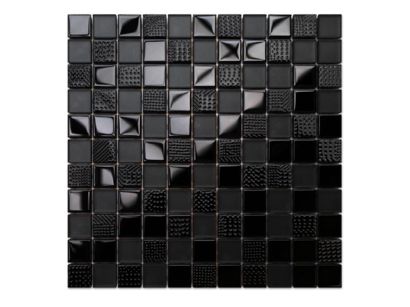Mozaika szklana Ilcom carbon nero czarna magma struktura 30x30cm 1 szt.