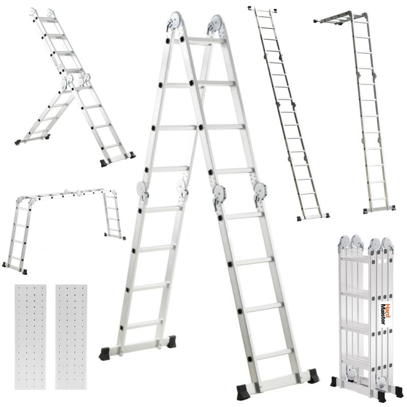 Drabina Aluminiowa Hardmaister 4x4 Składana Wielofunkcyjna Przegubowa z PODESTEM 465cm 1 szt
