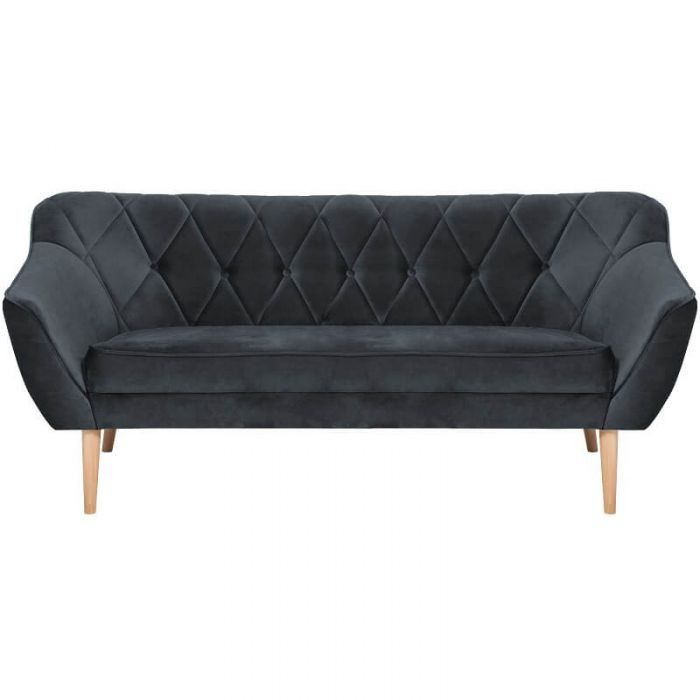 Sofa trzyosobowa Bettso Caro z pikowanym oparciem w stylu skandynawskim grafitowy 1szt.