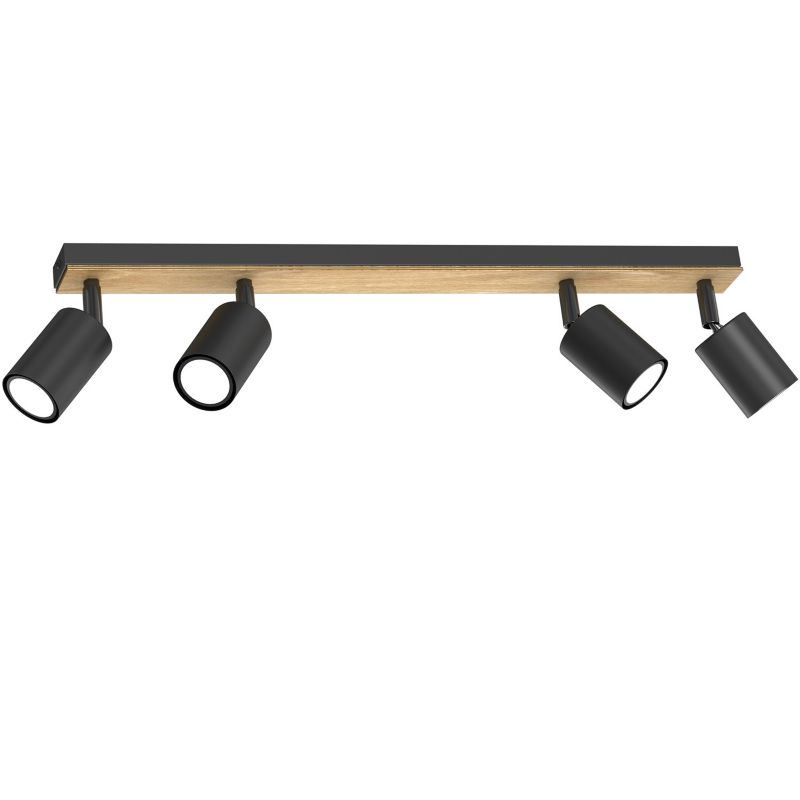 Lampa sufitowa Luminex Tulon czarny mat-jasne drewno Listwa z lampami 4 x GU10 x 8W wym: 15,5 x 60 x 5,5 cm - 1 szt.
