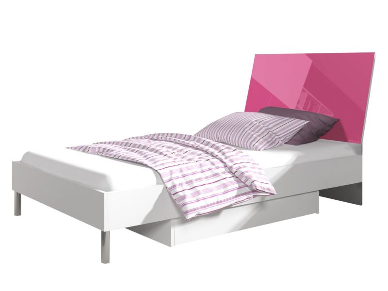Łóżko młodzieżowe MIRJAN 24 Raj 3 biały + różowy połysk 1 szt.
