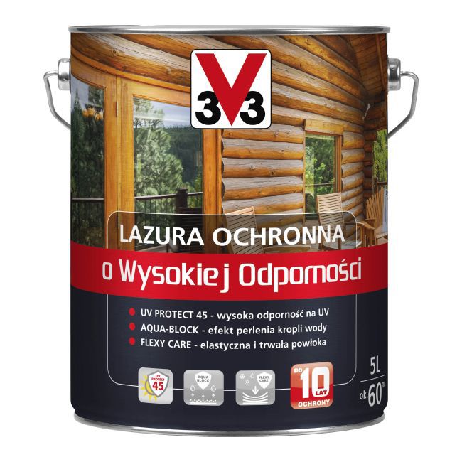Lazura ochronna o wysokiej odporności V33 biały kremowy 5 l